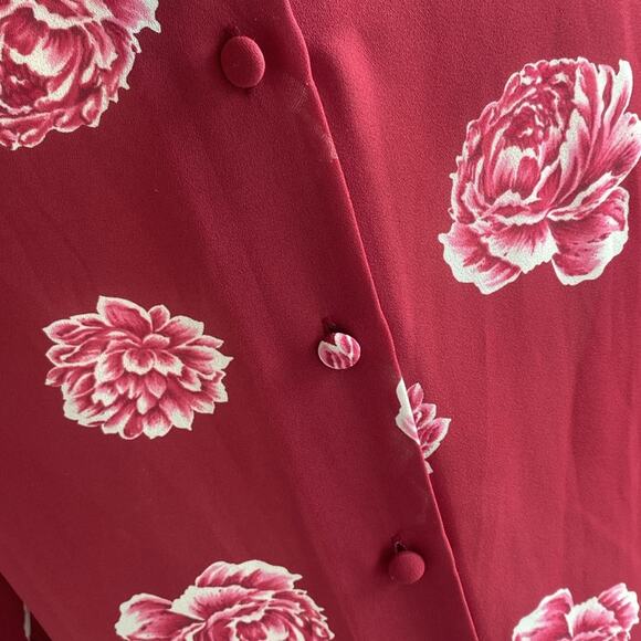 VINTAGE AUSTIN REED Button Back Blouse Womens Sz 6 Pink Floral Coquette - Picture 6 of 7